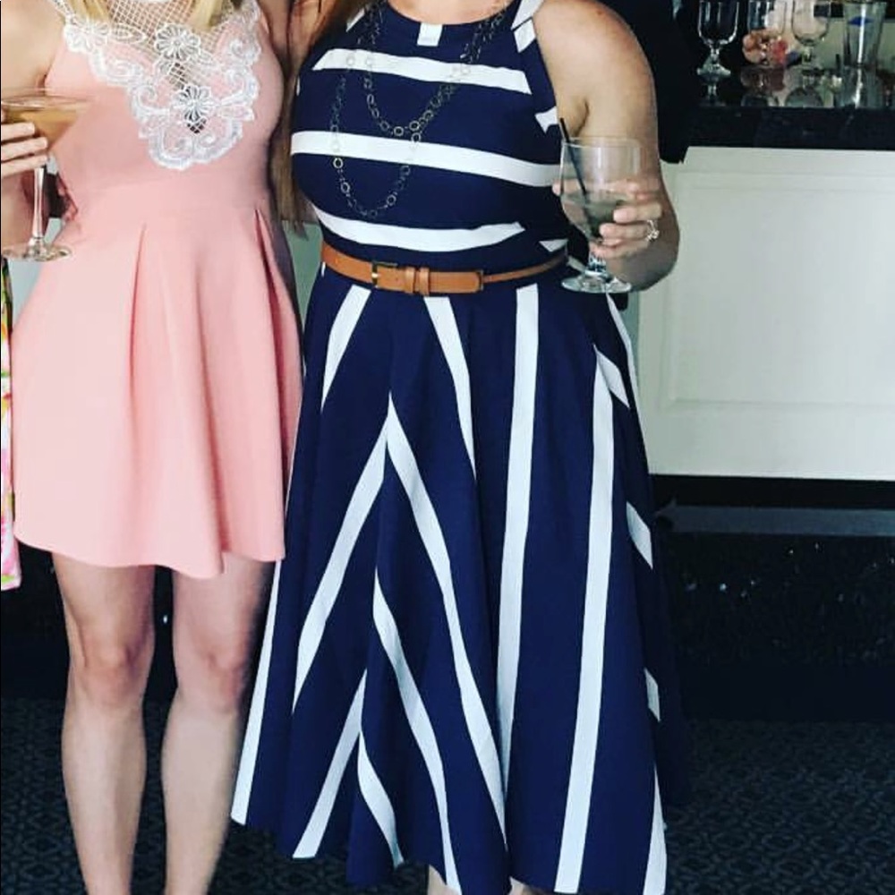 Navy stripe Fit and flair dress